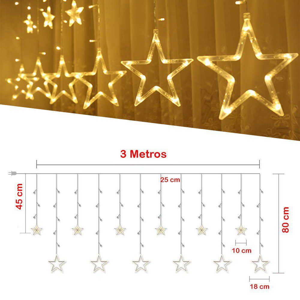 Cortina Luz LED Estrellas x3 Mt Navidad: Brillo Festivo para tu Hogar