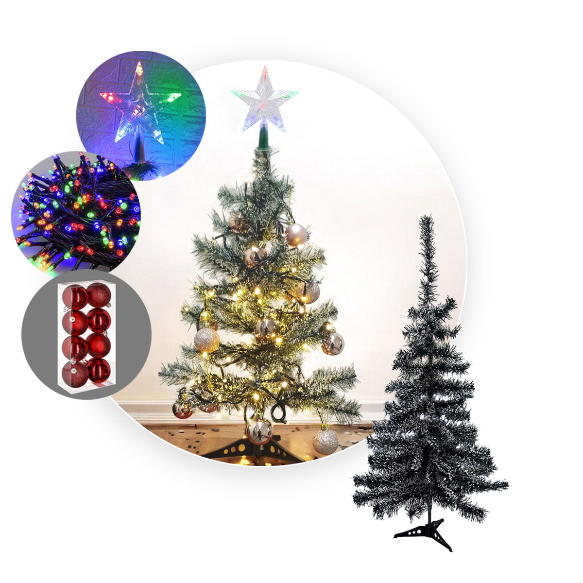 Árbol de Navidad Nevado 90cm Combo: Encanto Festivo para tu Hogar