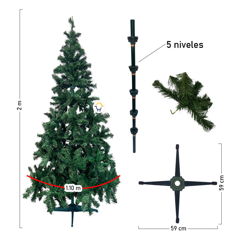 Árbol de Navidad 2m 480 Ramas : Elegancia y Festividad