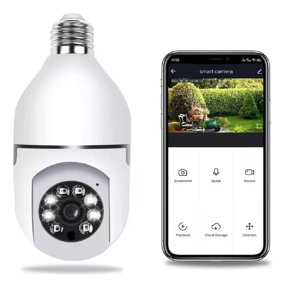 Wifi Security Camera Bulb Robotic Panoramic IP 360 White Color