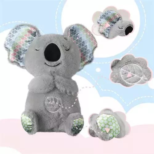 Koala que respira calma el sueño y la música ligera, juguete de peluche para ayudar a calmar a los bebés y a relajarse