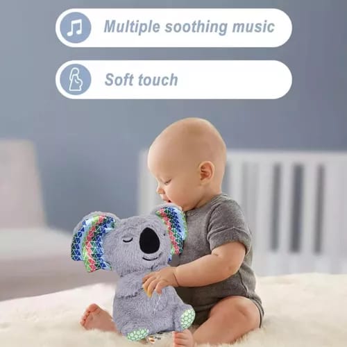 Koala que respira calma el sueño y la música ligera, juguete de peluche para ayudar a calmar a los bebés y a relajarse