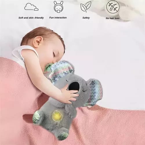 Koala que respira calma el sueño y la música ligera, juguete de peluche para ayudar a calmar a los bebés y a relajarse