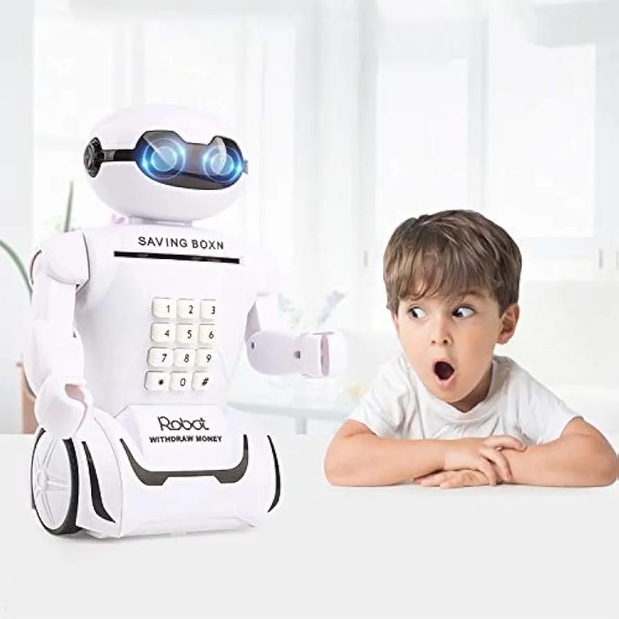 Multifunción Robot Hucha Escritorio Lámpara Código Caja de Dinero para Niños