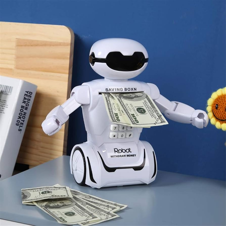 Multifunción Robot Hucha Escritorio Lámpara Código Caja de Dinero para Niños