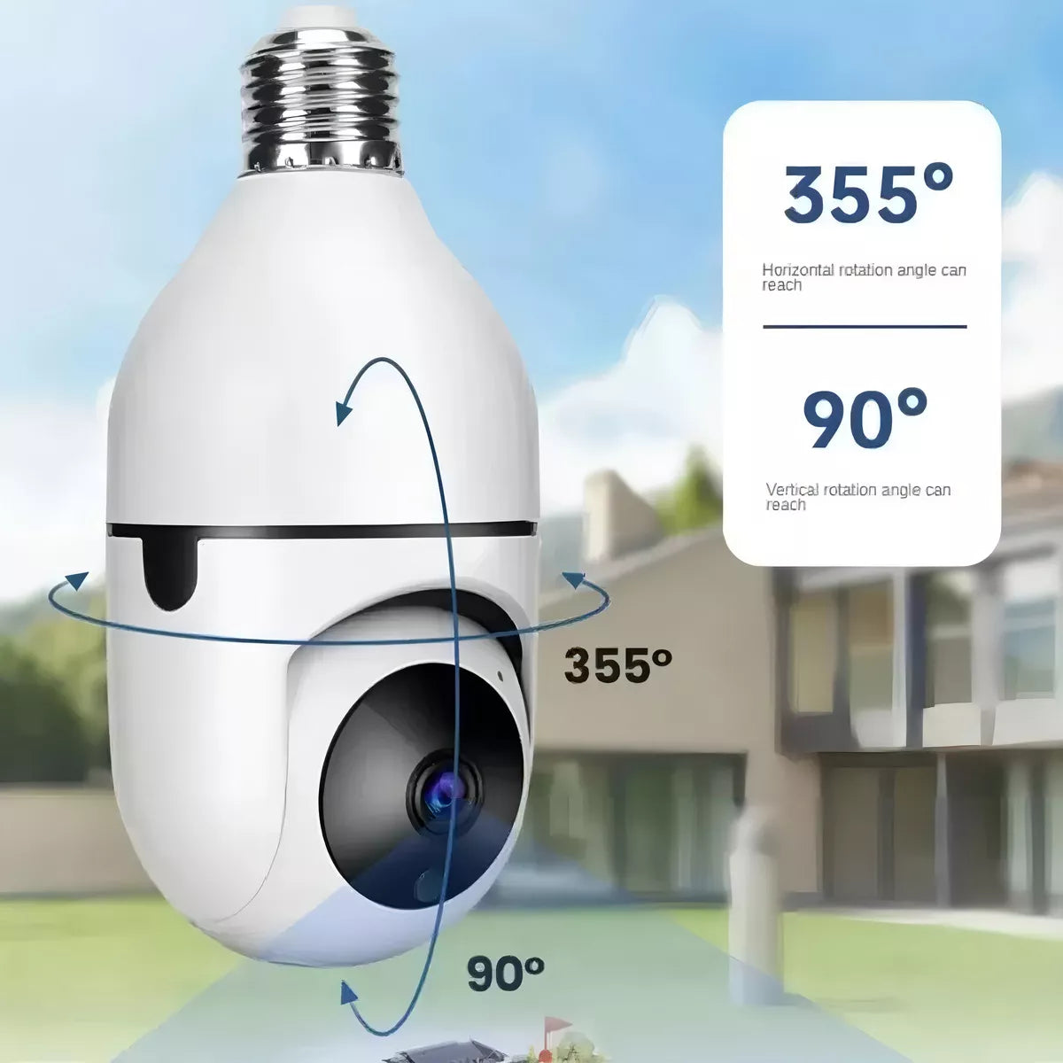 Wifi Security Camera Bulb Robotic Panoramic IP 360 White Color